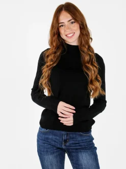 Louise Doro Pullover donna in maglia a collo alto - nero