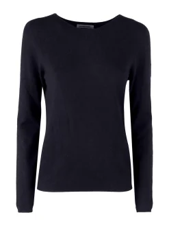 Louise Doro Pullover donna in maglia misto lana - blu scuro