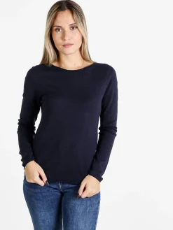 Louise Doro Pullover donna in maglia misto lana - blu scuro
