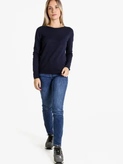 Louise Doro Pullover donna in maglia misto lana - blu scuro