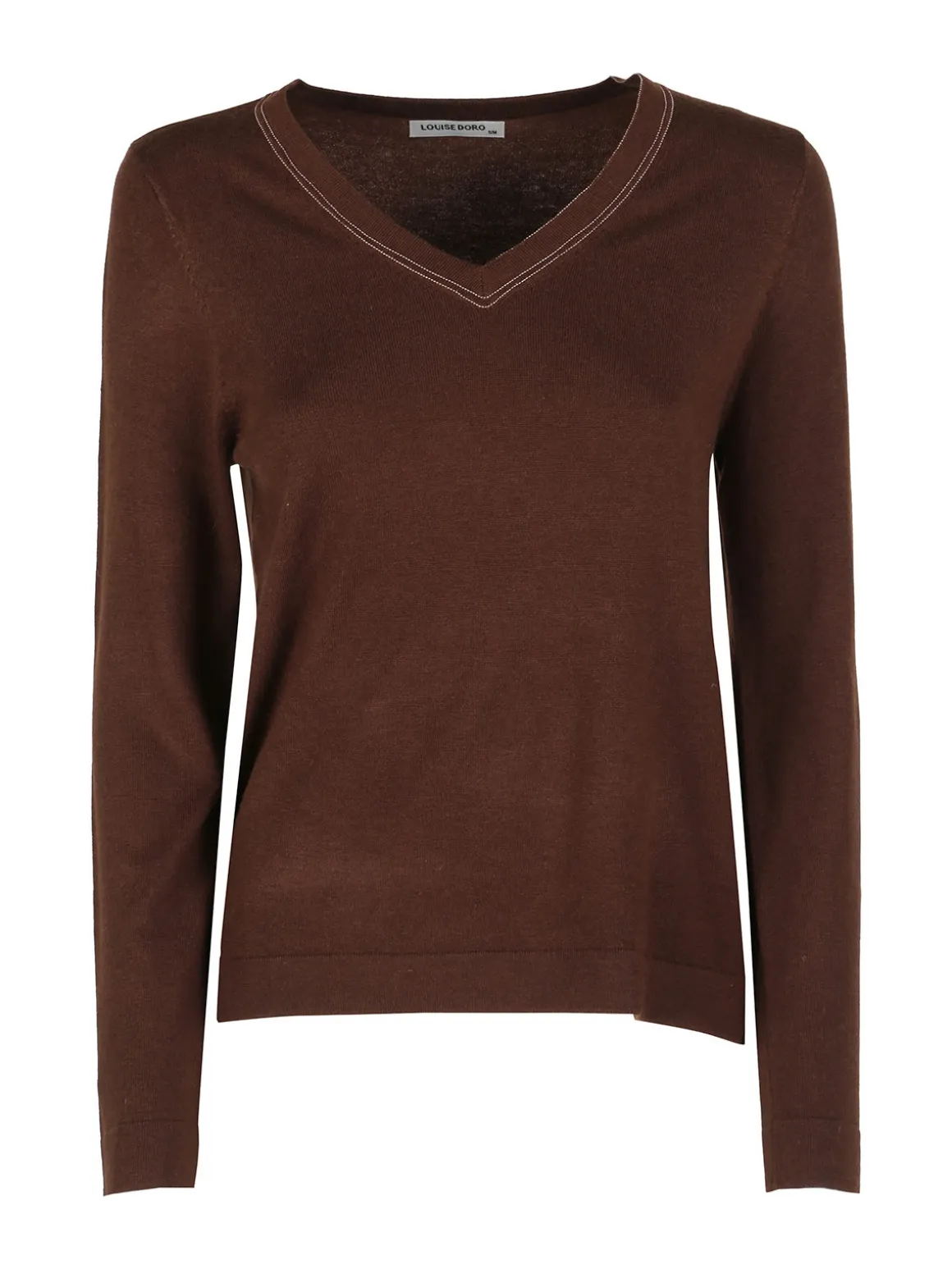Louise Doro Pullover donna in maglia con scollo a V - marrone