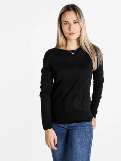 Louise Doro Pullover donna in maglia misto lana - nero
