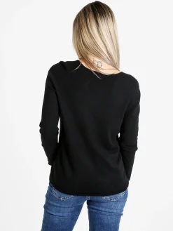 Louise Doro Pullover donna in maglia misto lana - nero