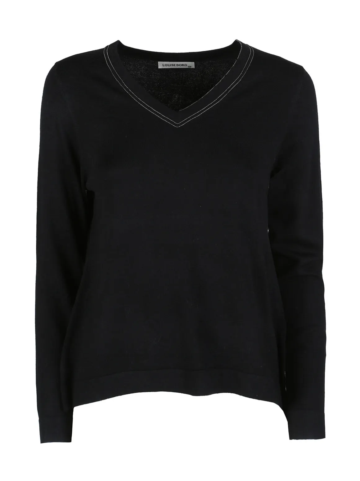 Louise Doro Pullover donna in maglia con scollo a V - nero