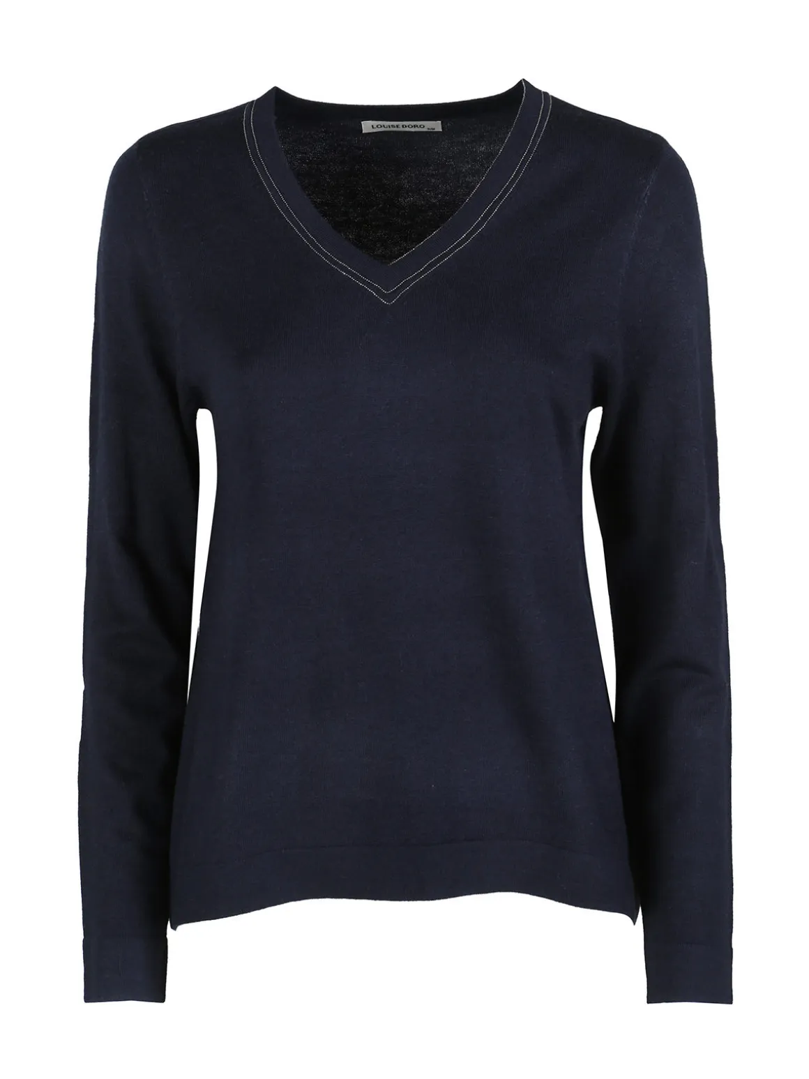 Louise Doro Pullover donna in maglia con scollo a V - blu scuro