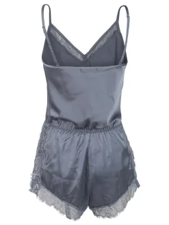 Lovelx Pigiama tuta donna effetto raso con pizzo