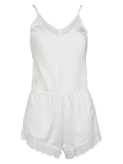 Lovelx Pigiama tuta donna effetto raso con pizzo