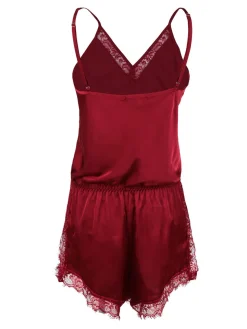 Lovelx Pigiama tuta donna effetto raso con pizzo