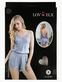 Lovelx Pigiama tuta donna effetto raso con pizzo