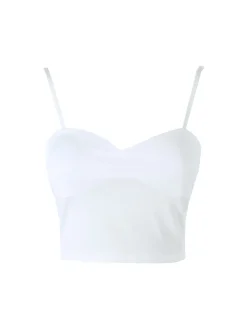 Lovery Top cropped da donna con scollo a cuore imbottito e spalline strette - bianco