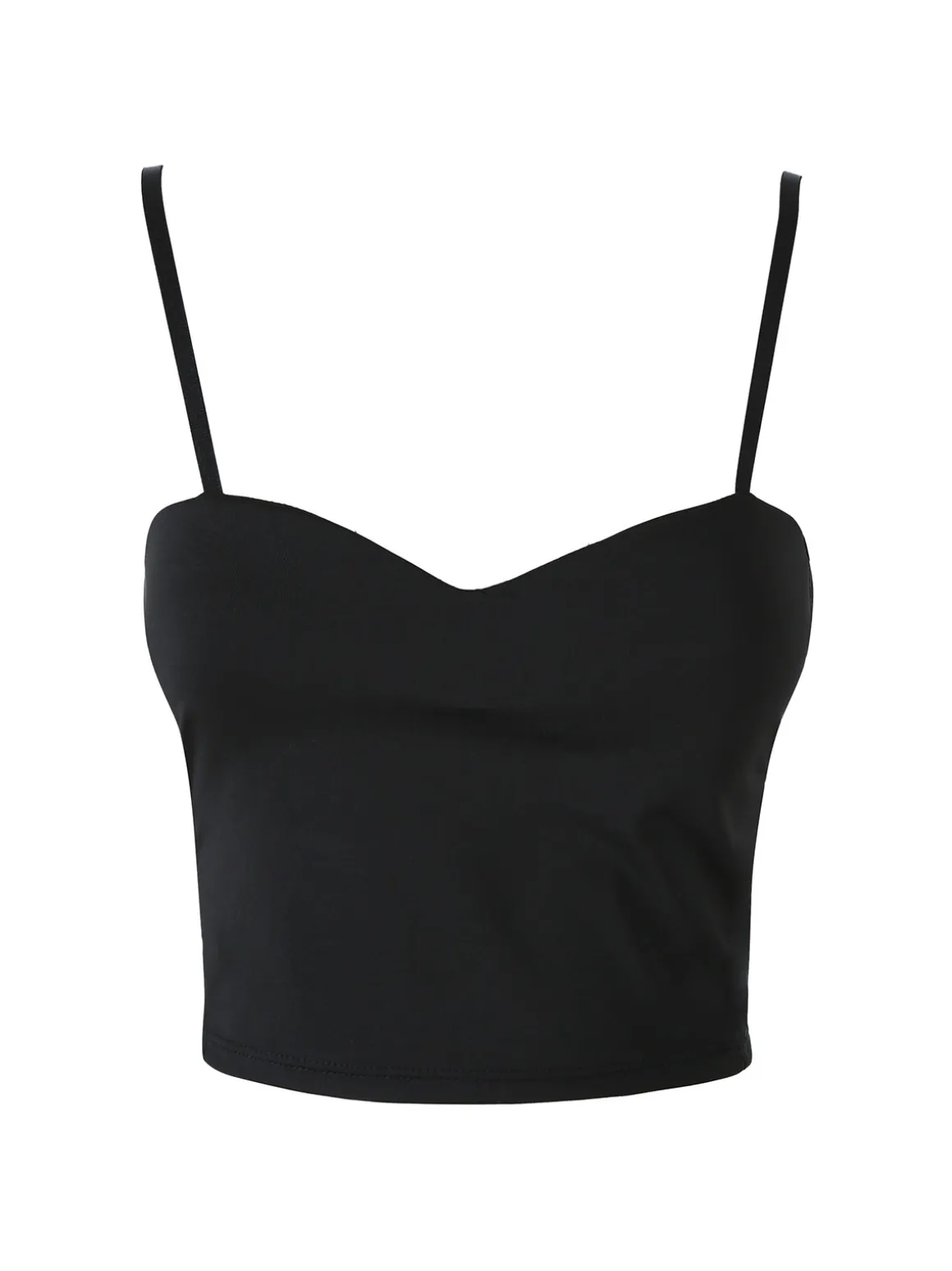 Lovery Top cropped da donna con scollo a cuore imbottito e spalline strette - nero