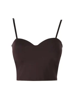 Lovery Top cropped da donna con scollo a cuore imbottito e spalline strette - moro