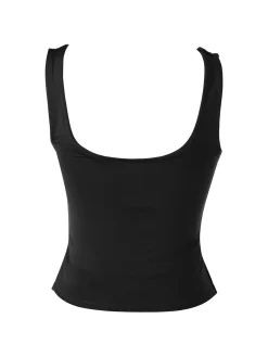 Lovery Top donna cropped con scollo a cuore e ricami - nero