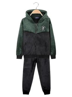 Luca Kids Completo 2 pezzi da bambino in ciniglia con cappuccio e zip