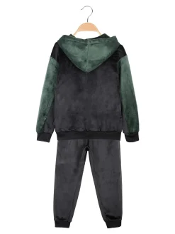 Luca Kids Completo 2 pezzi da bambino in ciniglia con cappuccio e zip