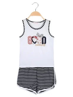 Luisa Chic Completo corto da bambina con canotta e shorts rigati
