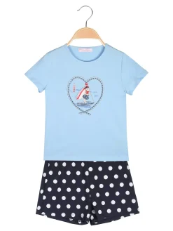 Luisa Chic Completo corto da bambina con t-shirt e shorts a pois