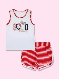 Luisa Chic Completo corto da bambina con canotta e shorts rigati
