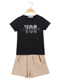 Luisa Chic Completo corto da bambina 2 pezzi con strass