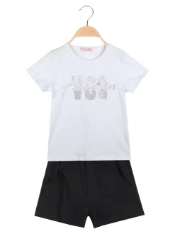 Luisa Chic Completo corto da bambina 2 pezzi con strass