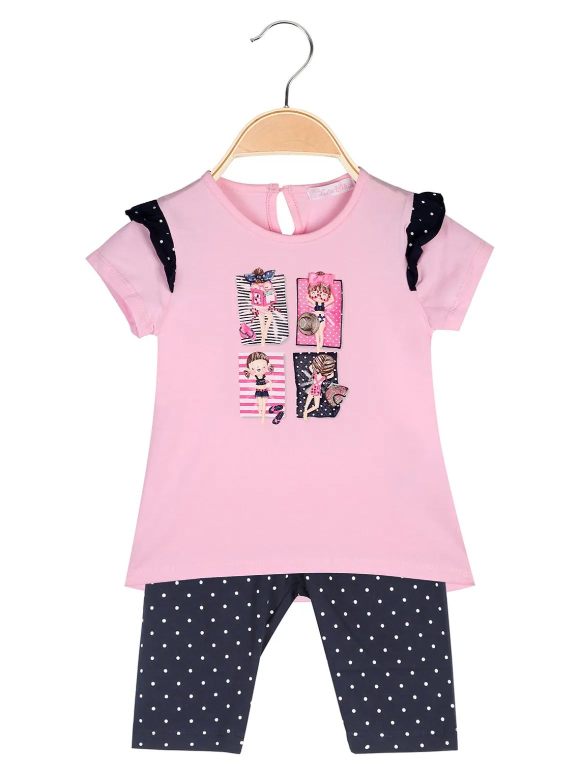 Luisa Chic Completo corto da neonata con t-shirt e leggings a pois