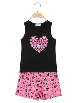 Luisa Chic Completo corto da ragazza cuori con canotta e shorts