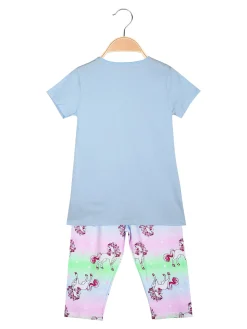 Luisa Chic Completo da bambina unicorno con t-shirt e pinocchietti