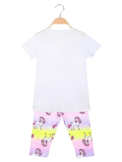 Luisa Chic Completo da bambina unicorno con t-shirt e pinocchietti