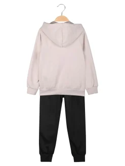 Luisa Chic Completo tuta 3 pezzi da bambina con cappuccio e zip - beige