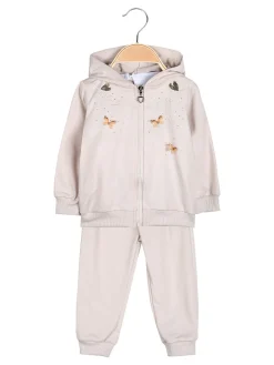 Luisa Chic Completo tuta 3 pezzi da neonata con cappuccio e zip - beige