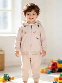 Luisa Chic Completo tuta 3 pezzi da neonata con cappuccio e zip - beige