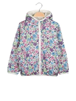 Luisa Chic Giubbino 100 grammi da bambina reversibile con cappuccio e zip - bianco