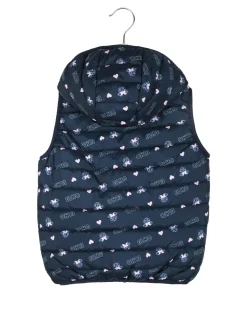 Luisa Chic Giubbino smanicato da bambina con cappuccio e zip - blu scuro