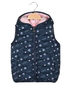 Luisa Chic Giubbino smanicato da bambina con cappuccio e zip - blu scuro