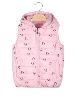 Luisa Chic Giubbino smanicato da bambina con cappuccio e zip - rosa