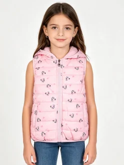 Luisa Chic Giubbino smanicato da bambina con cappuccio e zip - rosa