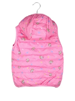 Luisa Chic Giubbino smanicato da bambina con cappuccio e zip - fucsia