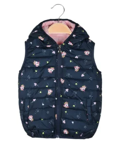 Luisa Chic Giubbino smanicato da bambina con cappuccio e zip - blu scuro