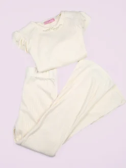 Luisa Chic Maglia da bambina a maniche lunghe con dettagli di perle - beige