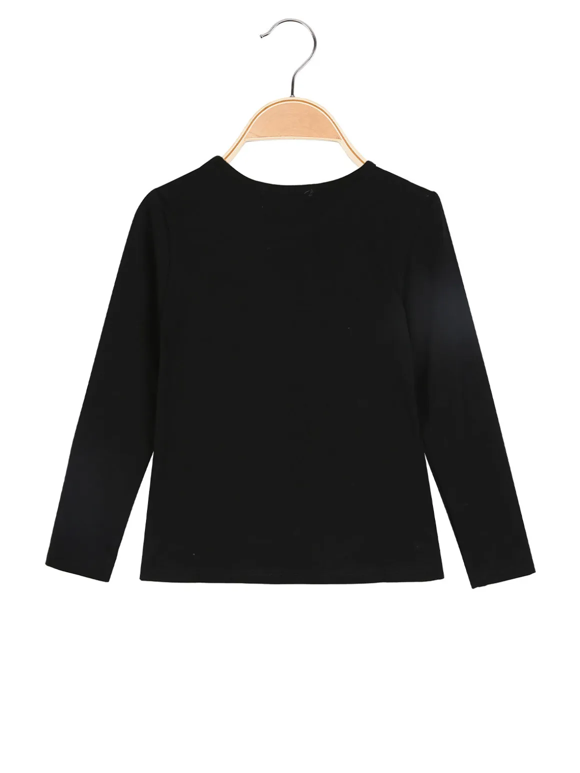 Luisa Chic T-shirt da bambina a maniche lunghe con stampa e paillettes - nero