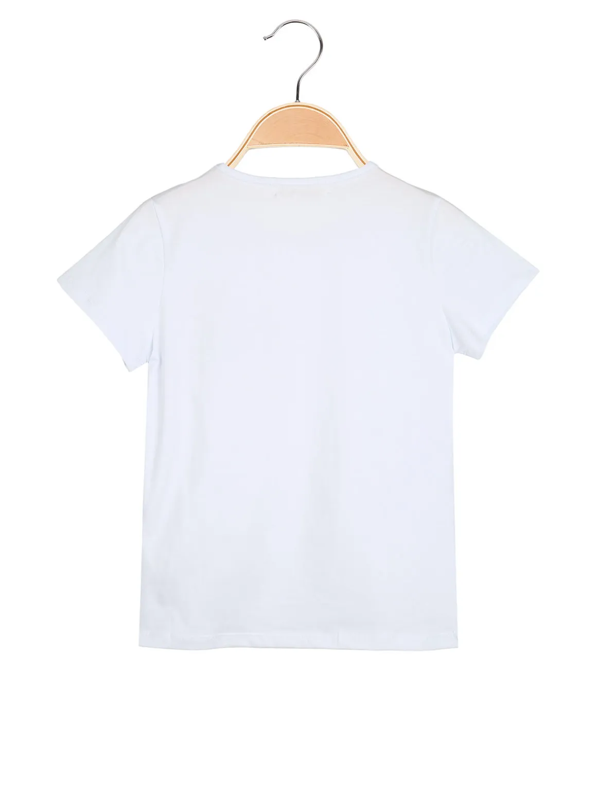 Luisa Chic T-shirt da bambina in cotone con toppa in macramè - bianco