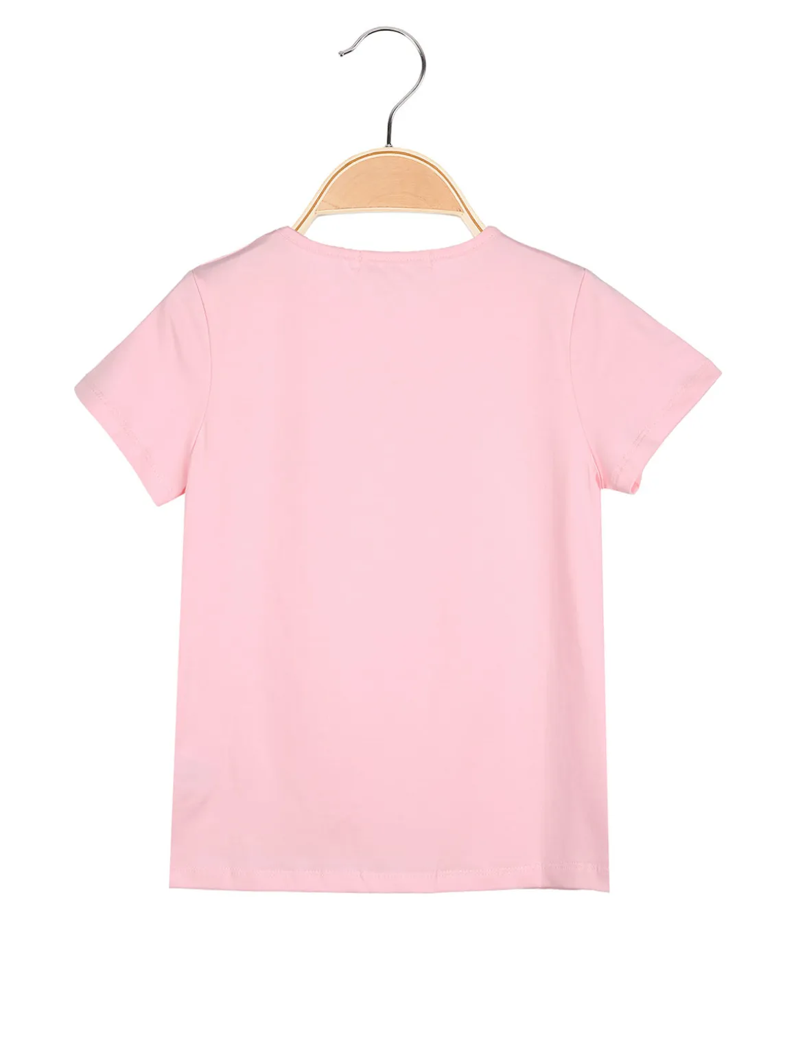 Luisa Chic T-shirt da bambina in cotone con toppa in macramè - rosa