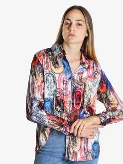 Luisa Loire Camicia donna a maniche lunghe con stampa a fantasia