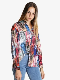 Luisa Loire Camicia donna a maniche lunghe con stampa a fantasia