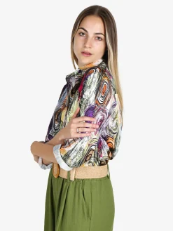Luisa Loire Camicia donna a maniche lunghe con stampa a fantasia