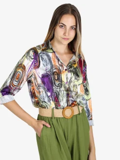 Luisa Loire Camicia donna a maniche lunghe con stampa a fantasia