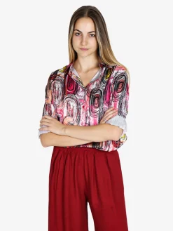 Luisa Loire Camicia donna a maniche lunghe con stampa a fantasia