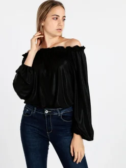 Lumina Blusa donna in lamè con maniche a palloncino