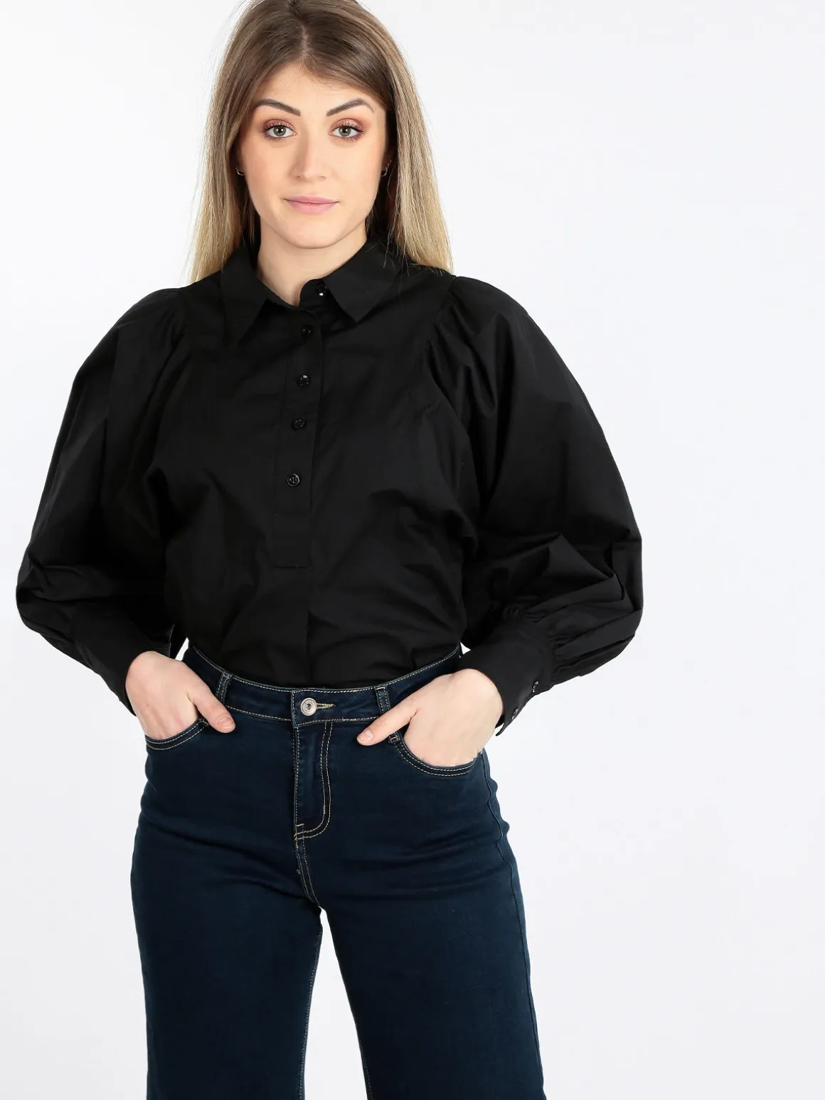 Lumina Camicia donna in cotone con maniche a palloncino