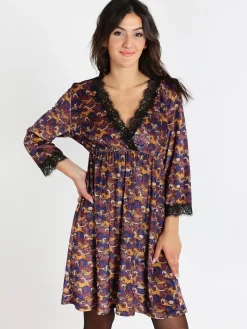 Lumina Vestito midi a portafoglio con pizzo